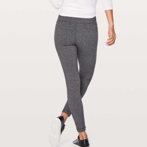 Lululemon Wunder Under Low Rise 7/8 Leggings Herringbone Heathered Black 2 - Picture 1 of 6